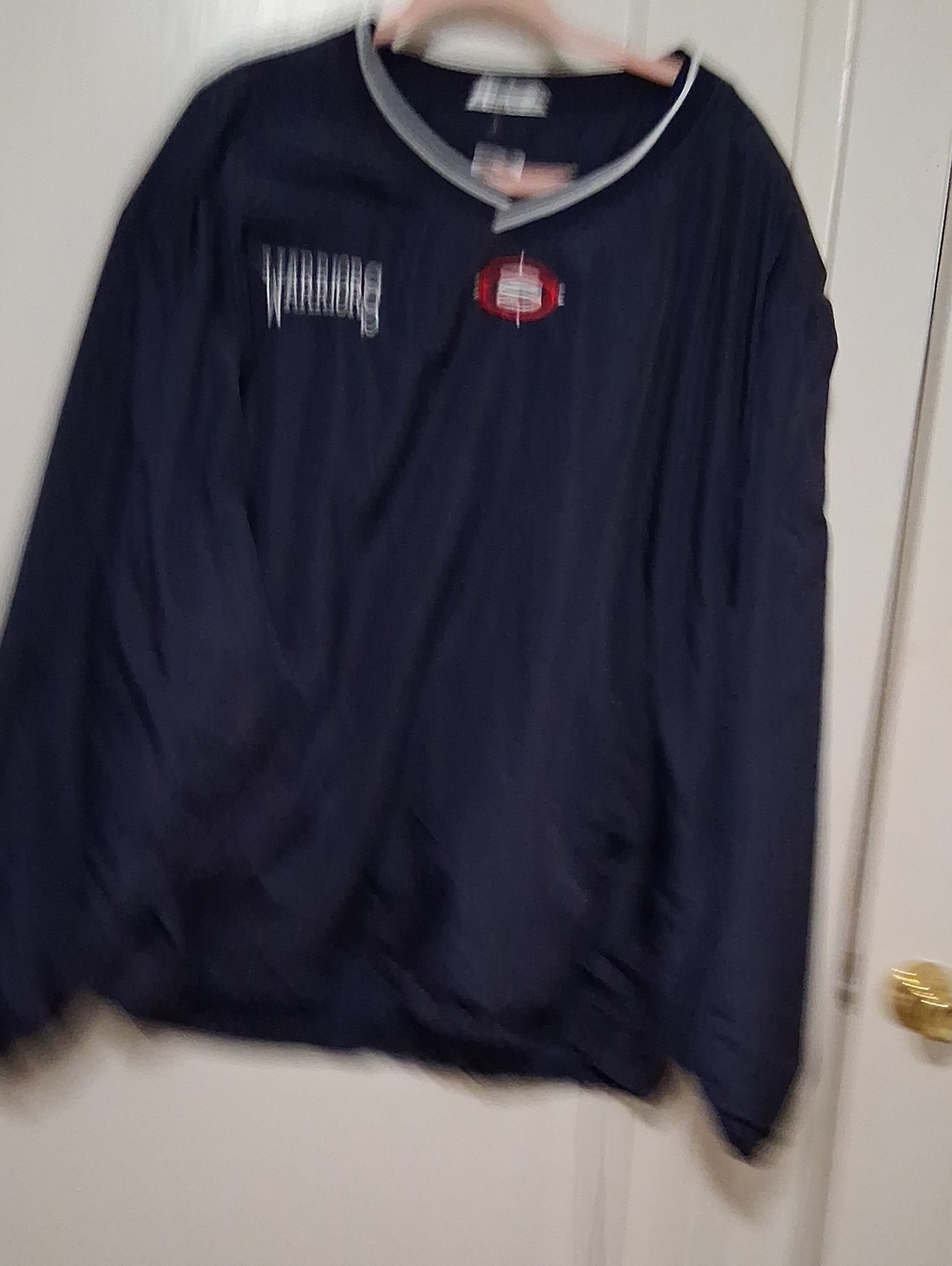 Storm Navy Bomber Jacket with White Trim and Red Patch
